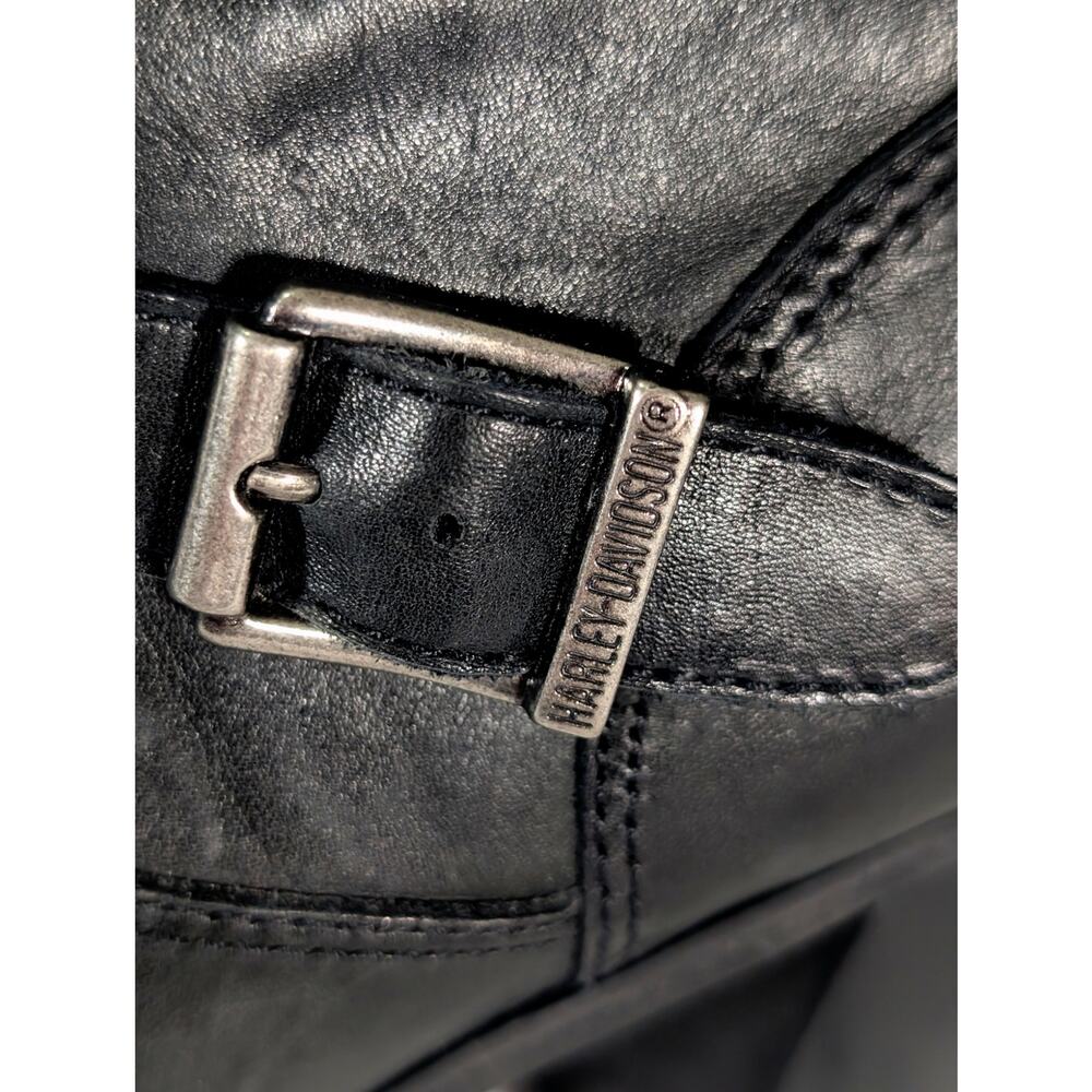 HARLEY DAVIDSON! BLACK GENUINE LEATHER, SQUARE-ISH TOE, CHUNKY HEEL BOOTS! 7.5M - Picture 11 of 14